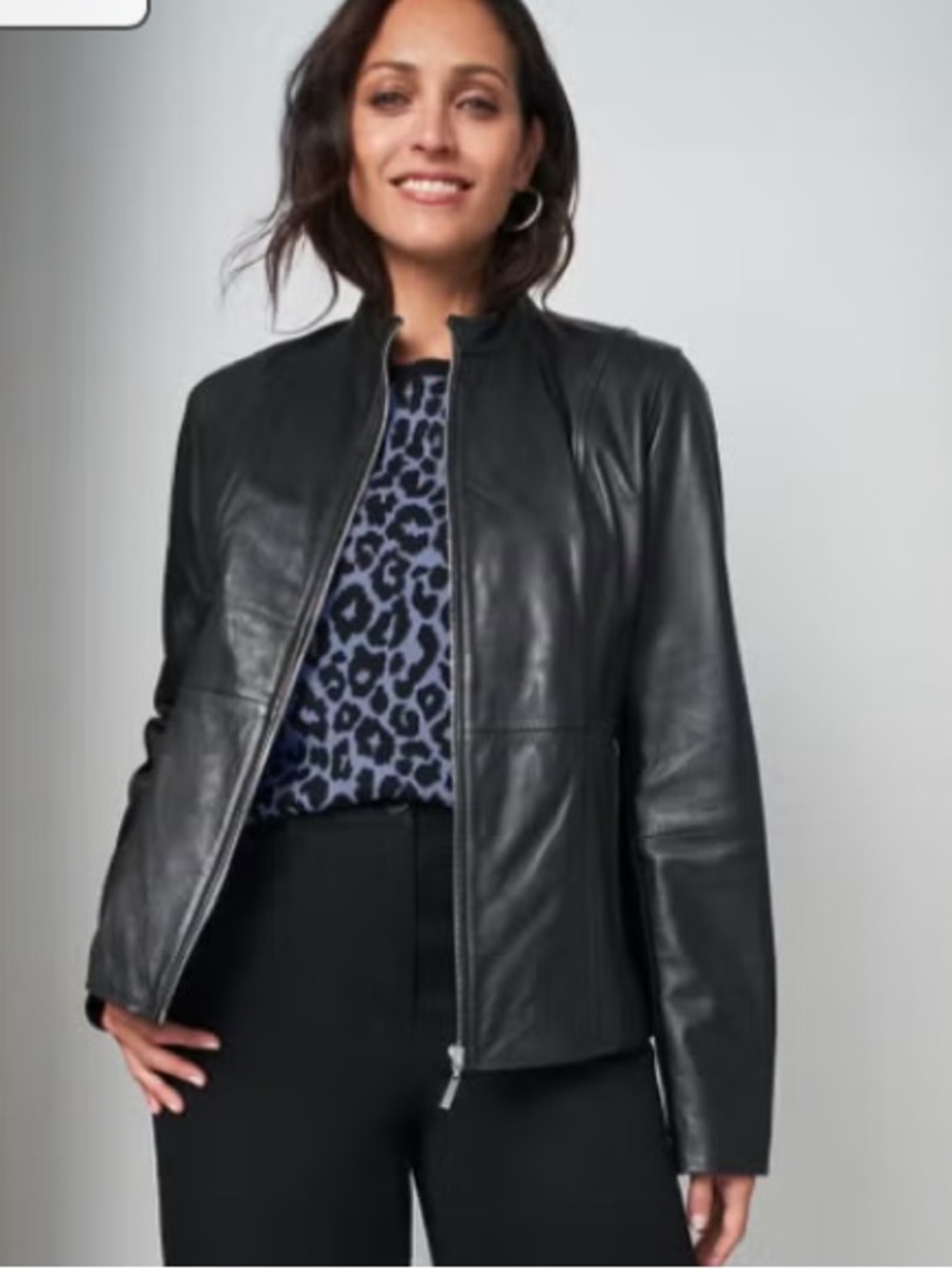 JESSICA LONDON Zip Front Leather Jacket